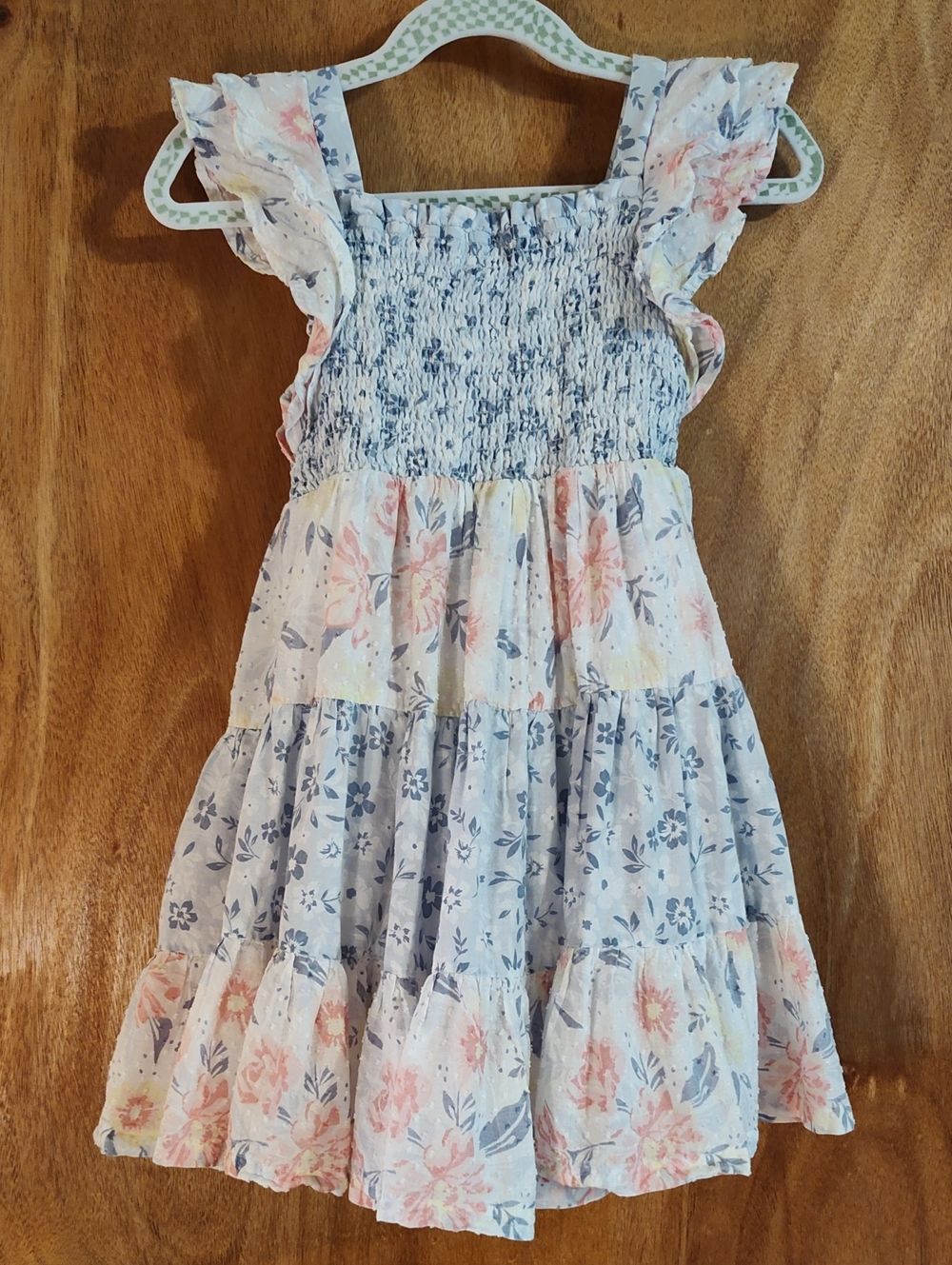 Haute Hippie Kids Style Girls Tiered Dress Mixed Floral Blue Pink Swiss Dot 4T - Picture 8 of 12
